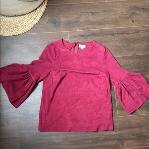 Women's Burgundy Bell Sleeve Top